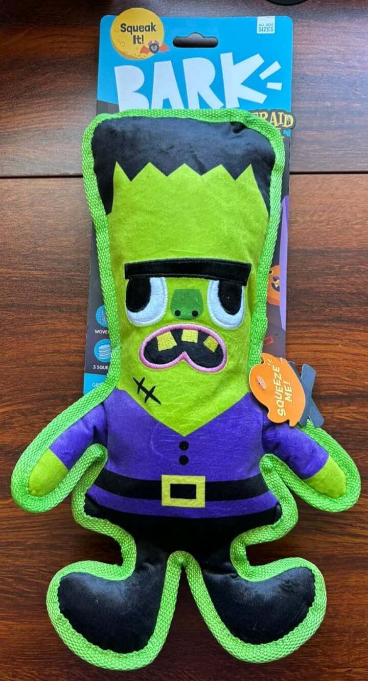 Bark Afraid of the Bark Freakenstein Squeaker Plush All Dog Sizes